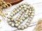 *20* 8mm Gold Washed Etched Alabaster Fire Polished Round Beads
